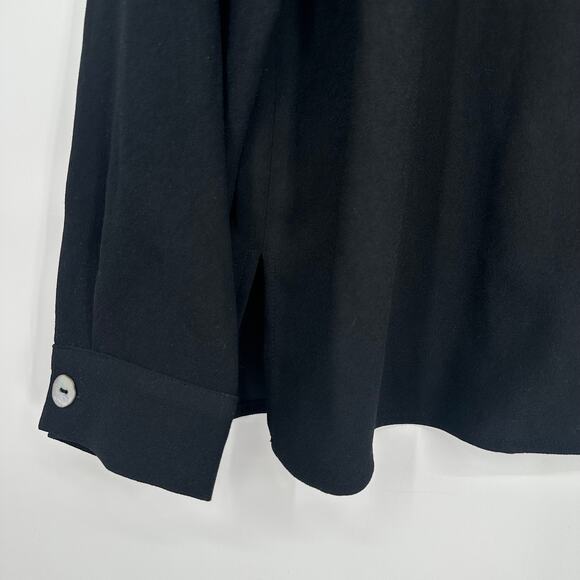 OAK + FORT Oversized Blouse Long Sleeve Button Up Shirt Top Shacket Black - Picture 7 of 14